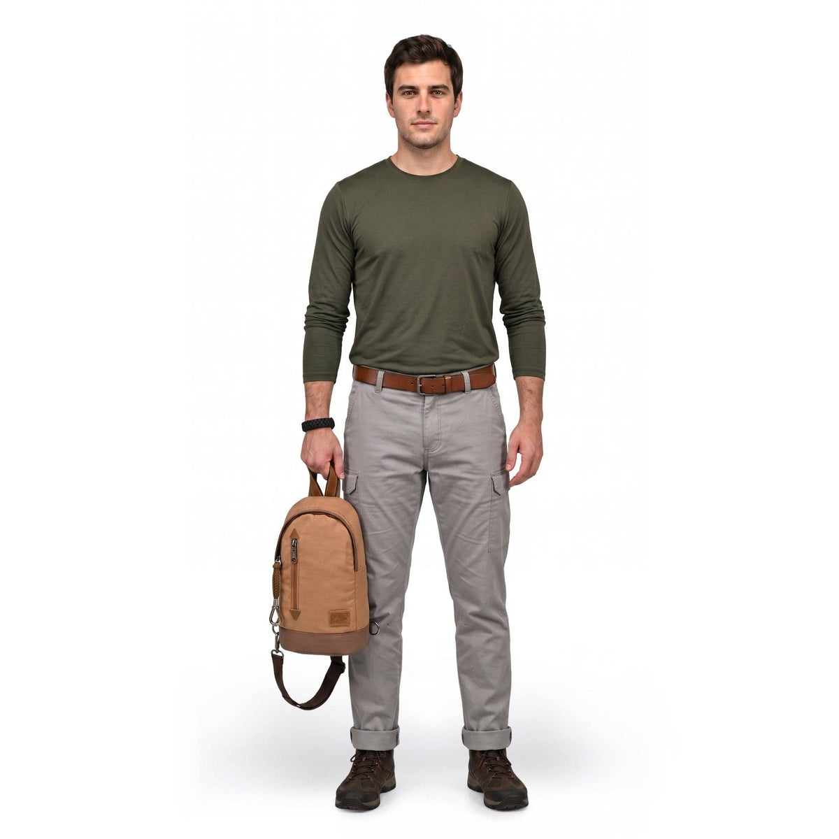 Coated Canvas Sling Bag in Burgundy