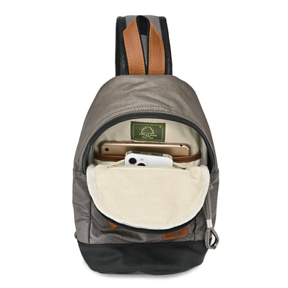 Coated Canvas Sling Bag in Grey