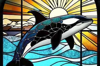 Stained Glass Orca Micro Puzzle