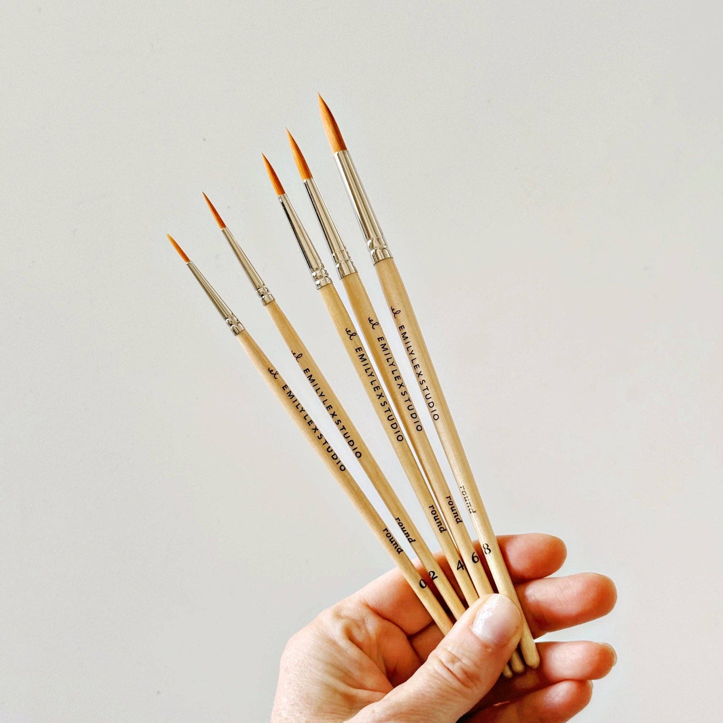 Set of Five Watercolor Paintbrushes