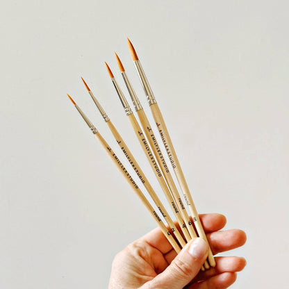 Set of Five Watercolor Paintbrushes