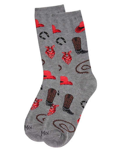 Gray Western Bamboo Crew Socks