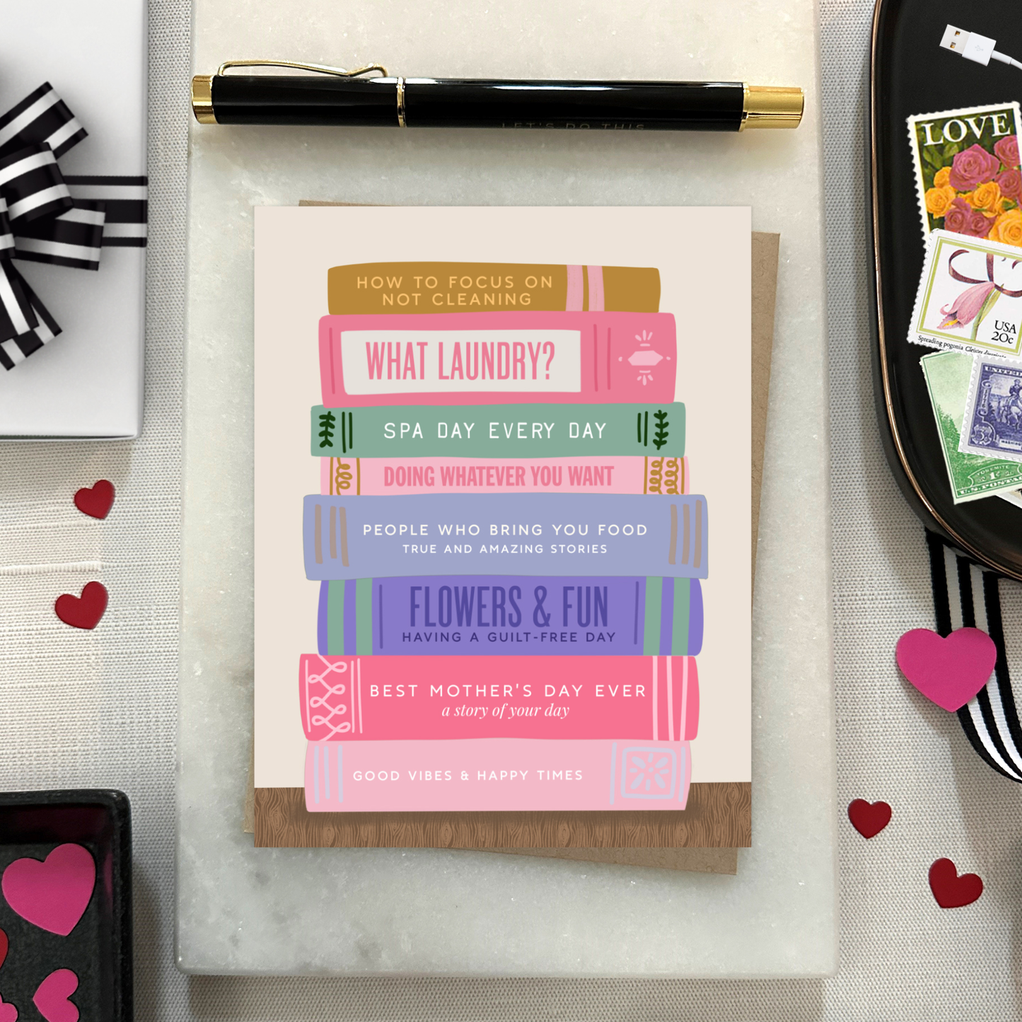 Mom Books Mother's Day Card
