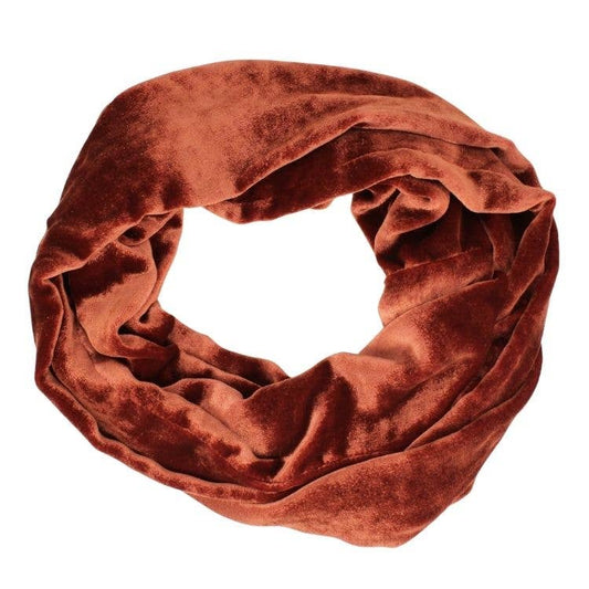 Silk Velvet Infinity Scarf in Rust