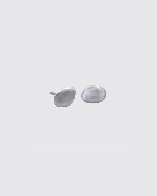 Medium River Rock Stud Earrings in Silver