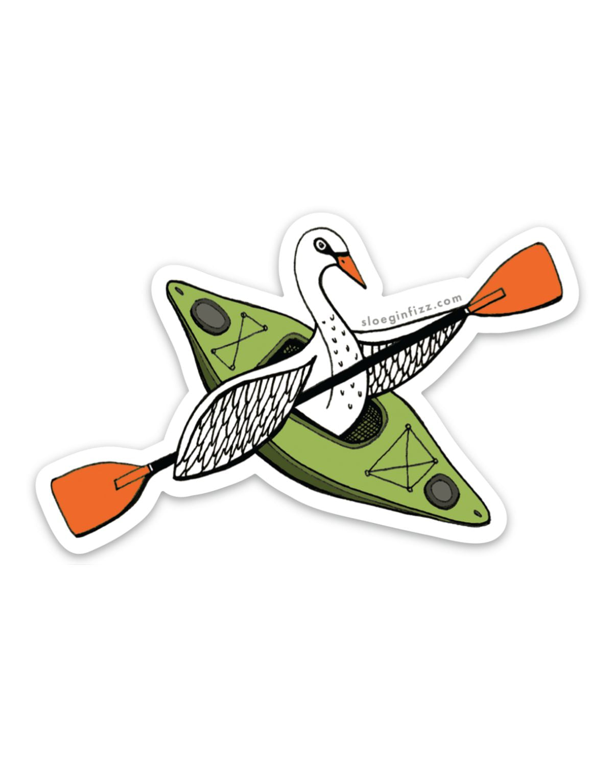Swan in a Kayak Sticker