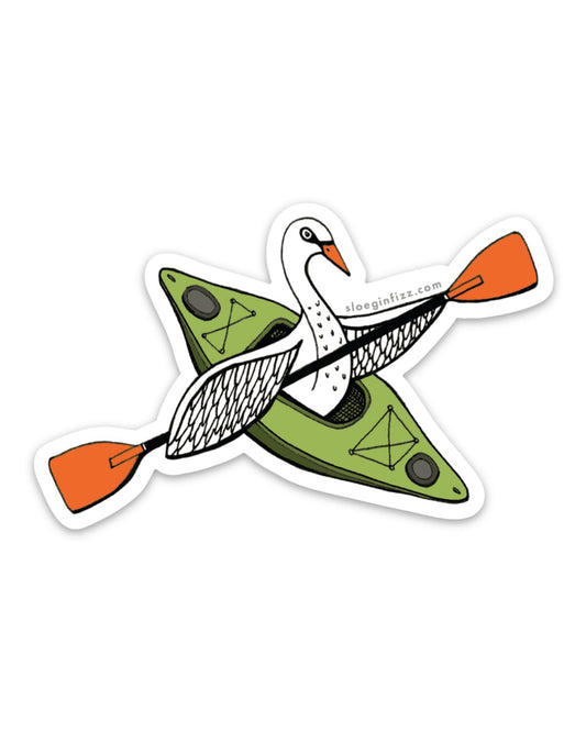 Swan in a Kayak Sticker