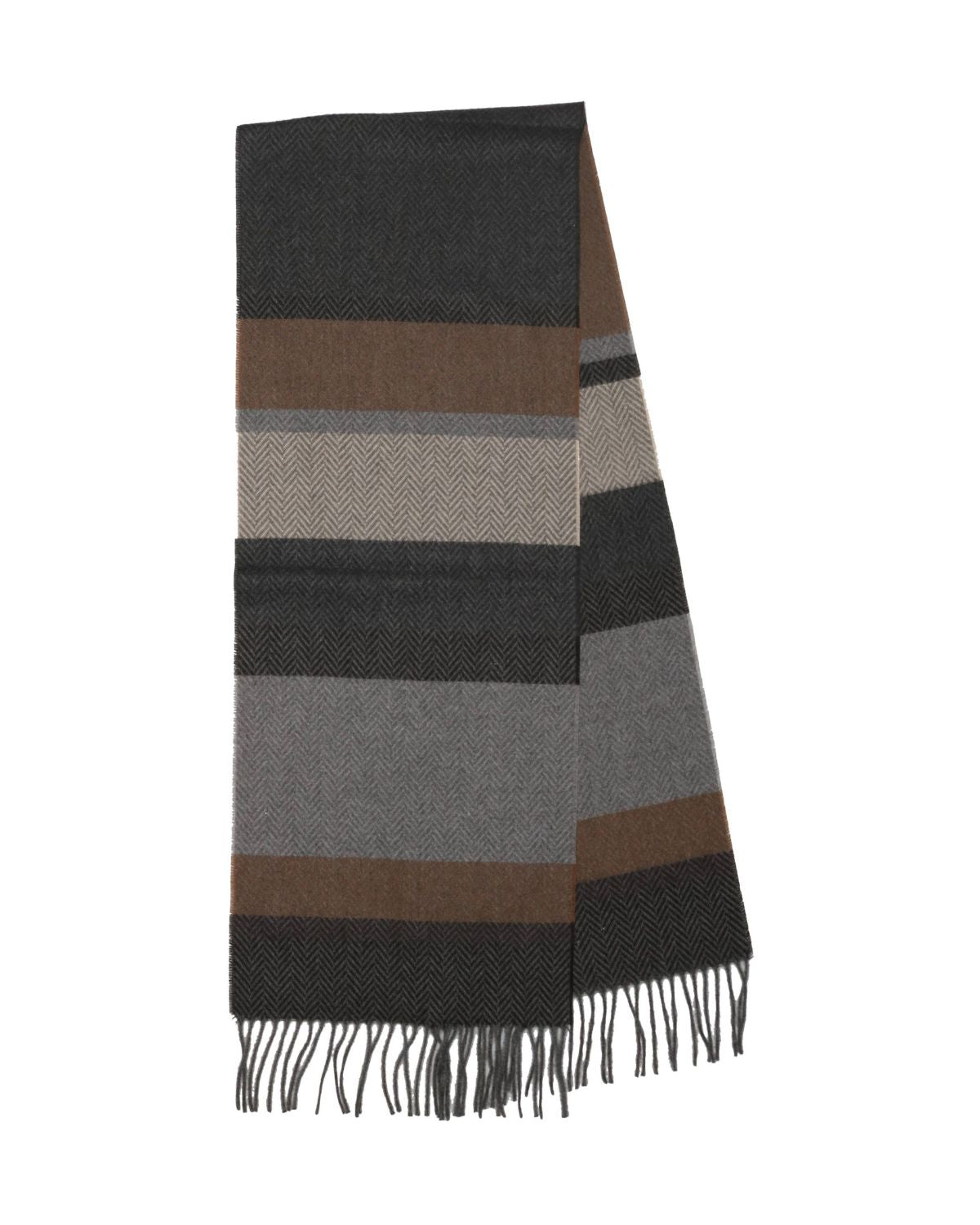Herringbone Stripe Cozy Scarf in Grey