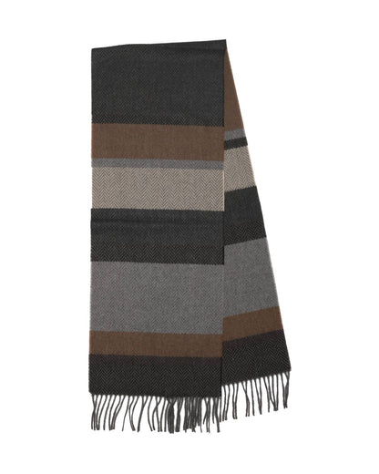 Herringbone Stripe Cozy Scarf in Grey