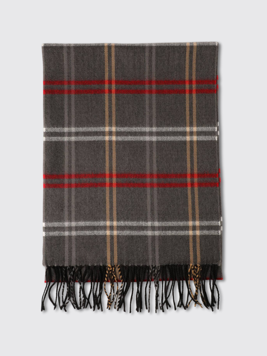 Cashmere Feel Tartan Plaid Scarf in Gray