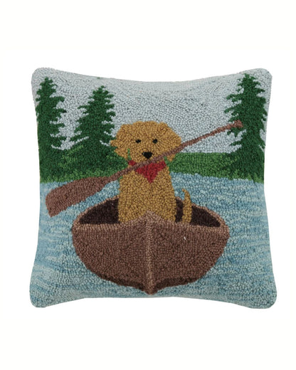 Golden Lab Canoeing Hook Pillow