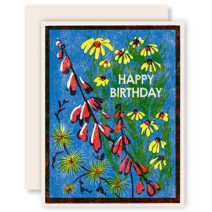Happy Birthday Blue Sky Wildflowers Card