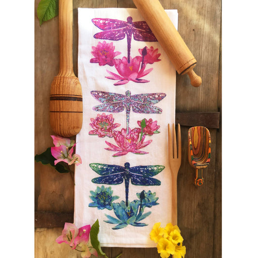 Dragonfly Trio Flour Sack Tea Towel