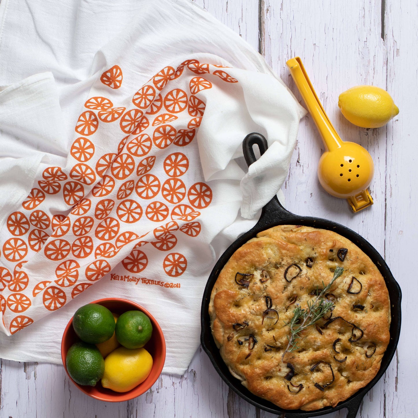 Orange Citrus Flour Sack Tea Towel