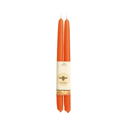 Set of Two Beeswax Taper Candles in Pumpkin