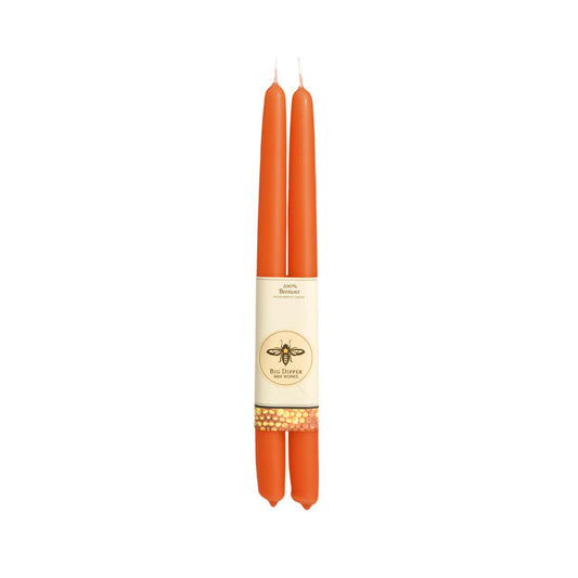 Set of Two Beeswax Taper Candles in Pumpkin