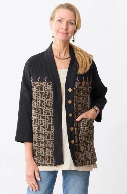Rupashi Gauze Jacket in Cumin & Black