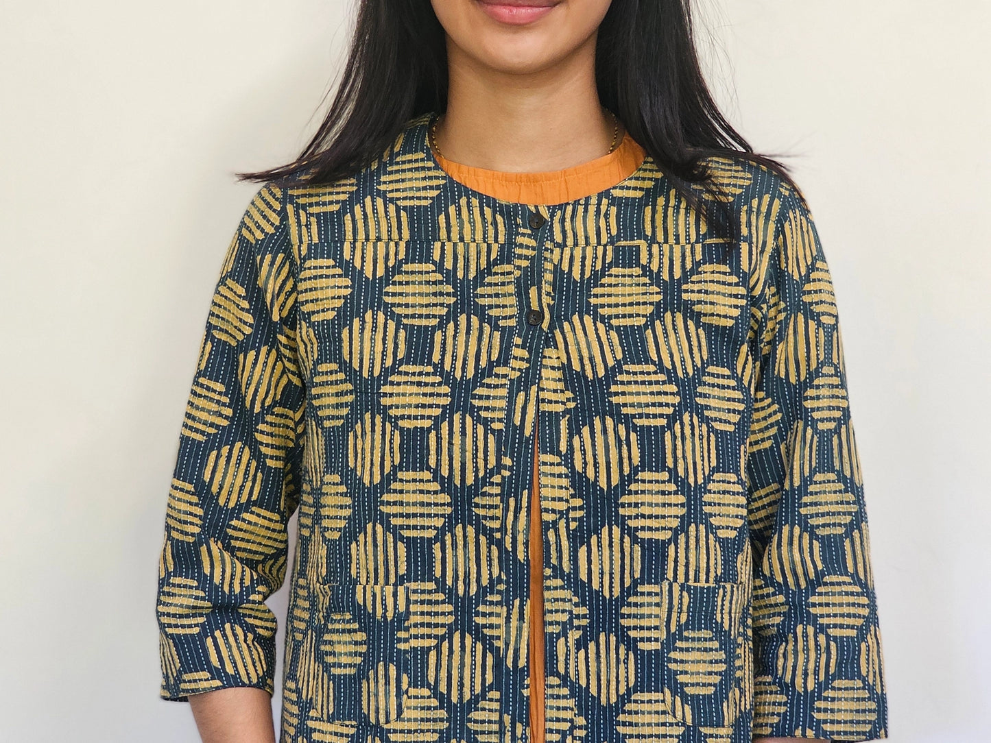 Reversible Anu Jacket in Navy | Yaza