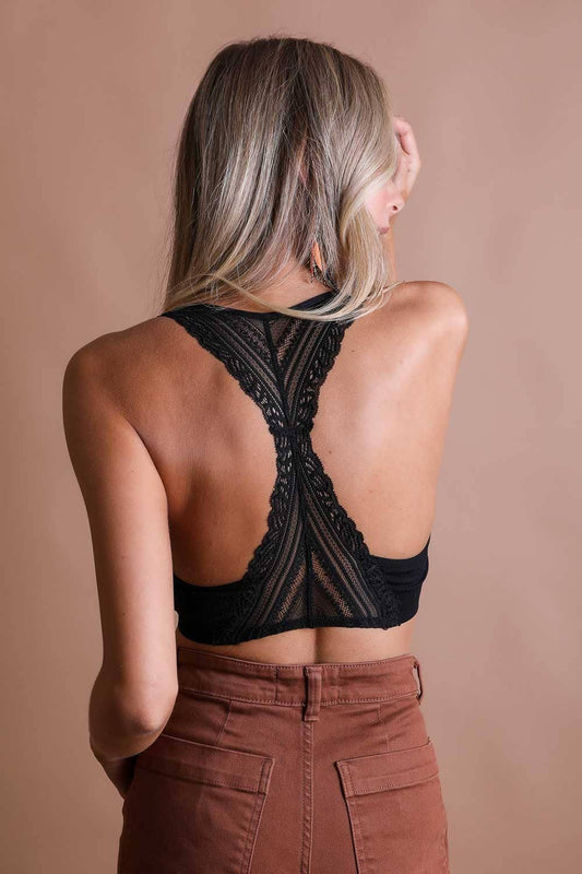 Lace Racerback Bralette in Black