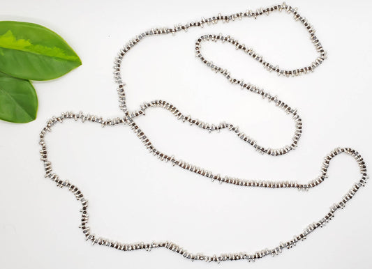 Grey Silver Beaded Rope Necklace