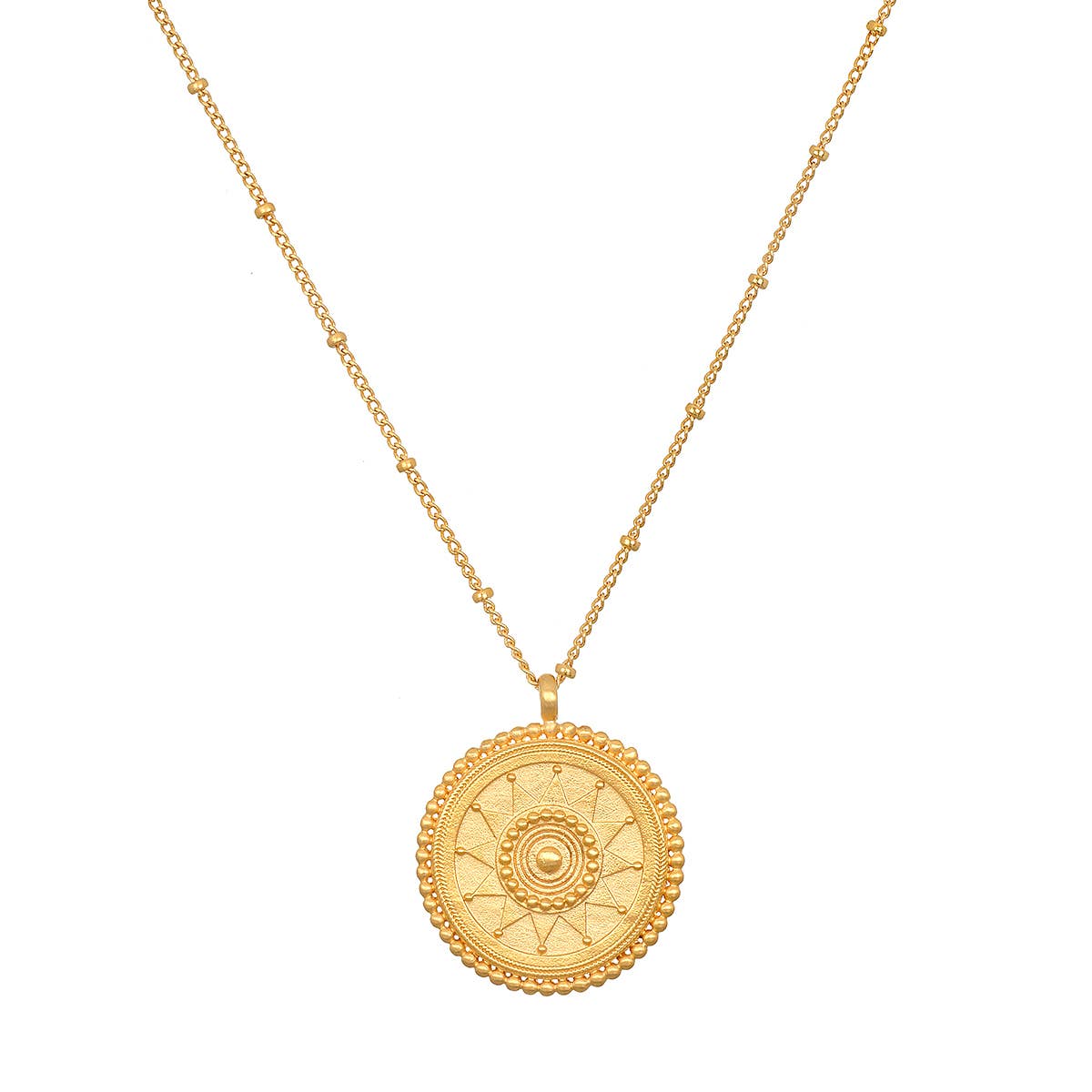 Gold Sunburst Medallion Necklace
