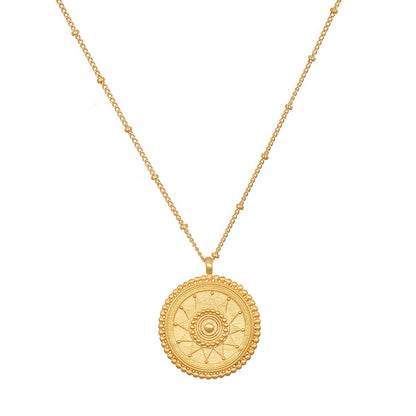 Gold Sunburst Medallion Necklace