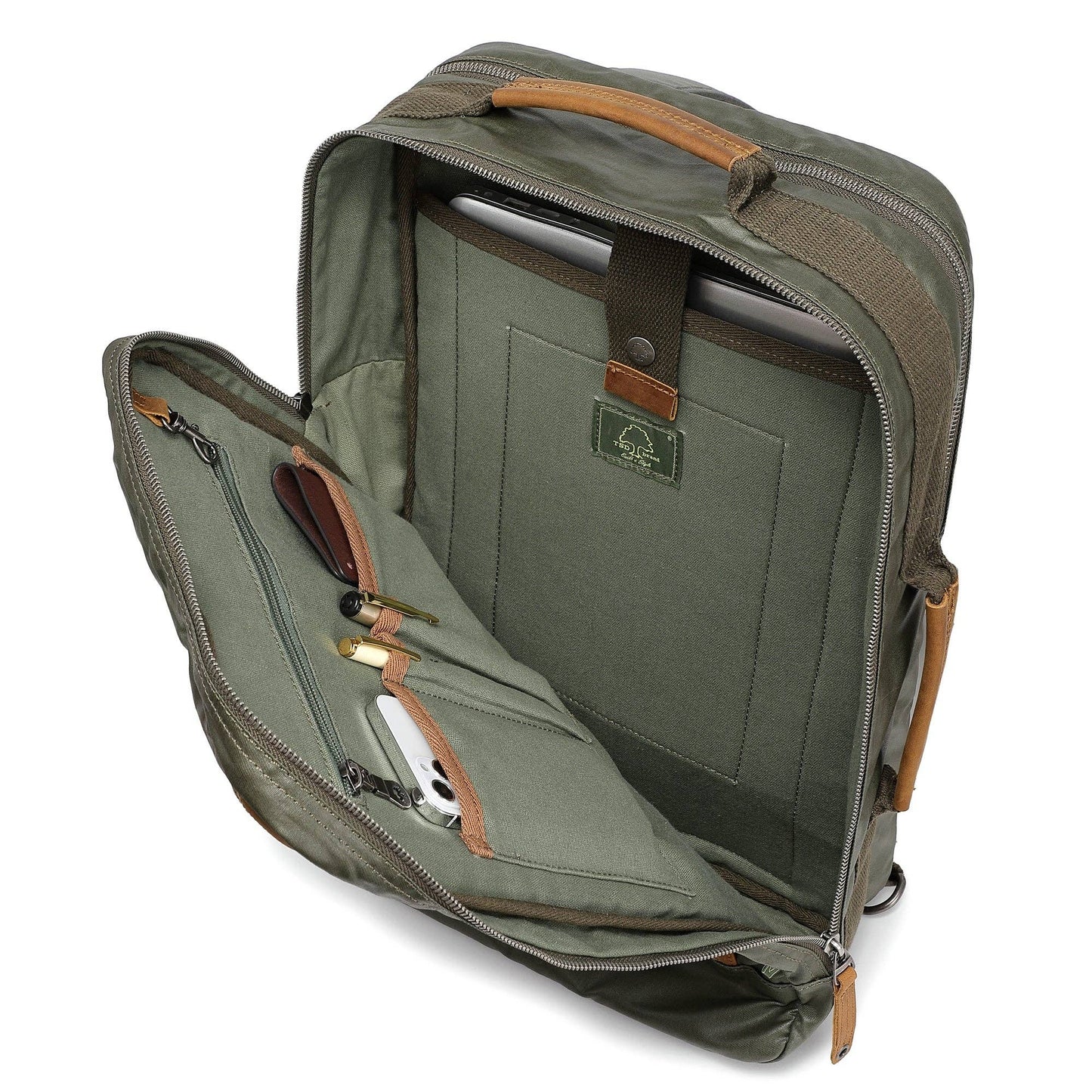 Madrone Coated Canvas Backpack in Army Green