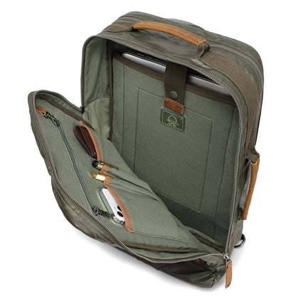 Madrone Coated Canvas Backpack in Army Green