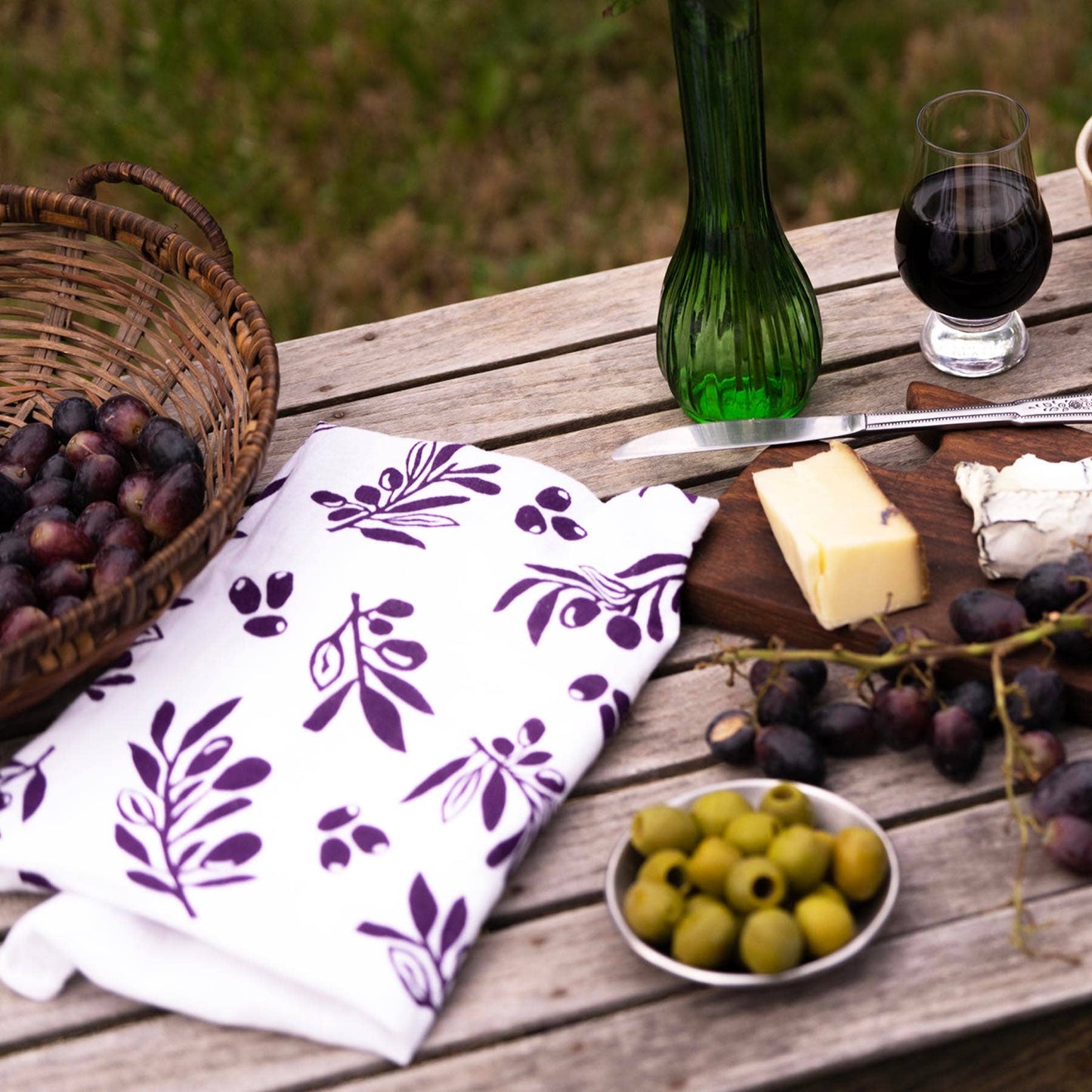 Purple Olives Flour Sack Tea Towel