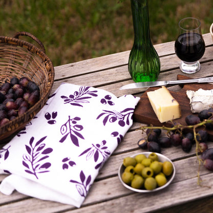 Purple Olives Flour Sack Tea Towel
