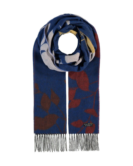 Falling Leaves Cozy Scarf in Royal Blue