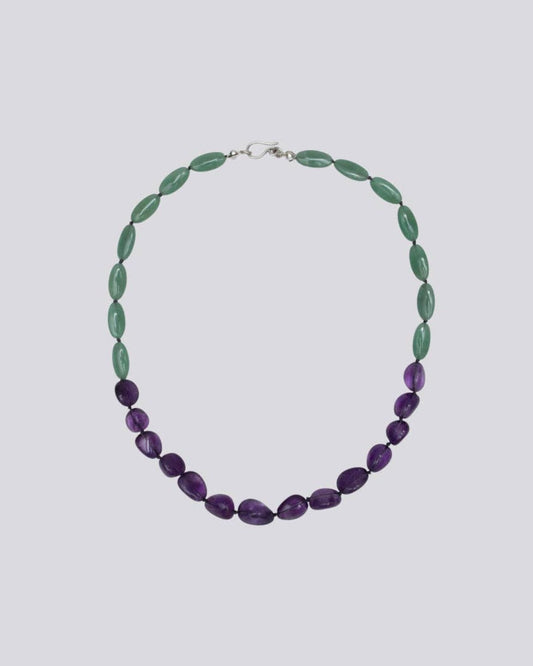 Knotted Amethyst and Aventurine Necklace