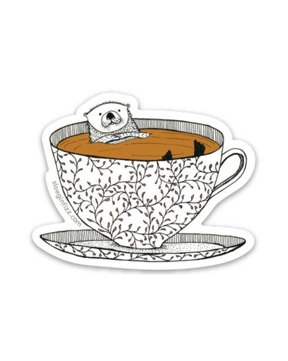 Tea Otter Vinyl Sticker