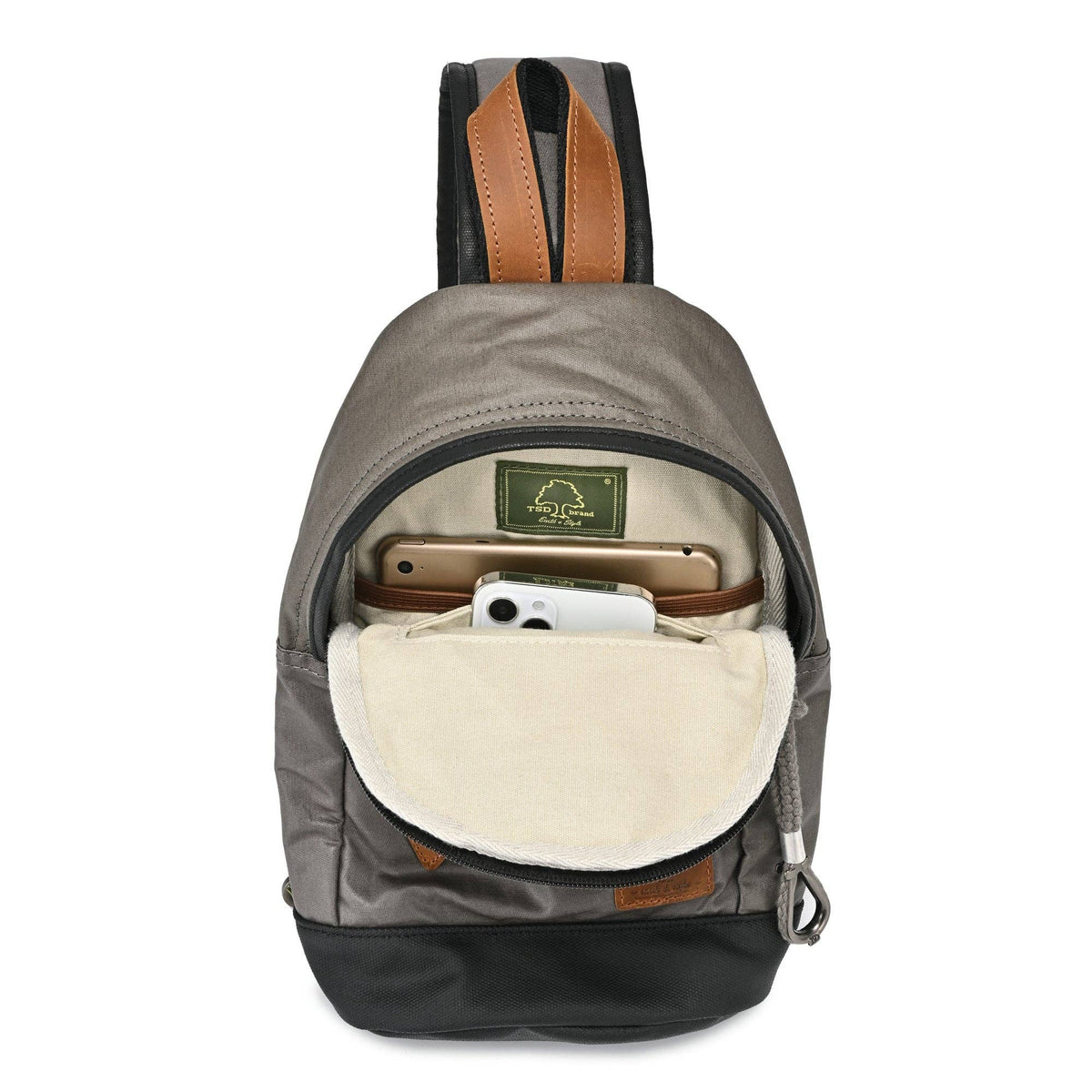 Coated Canvas Sling Bag in Burgundy