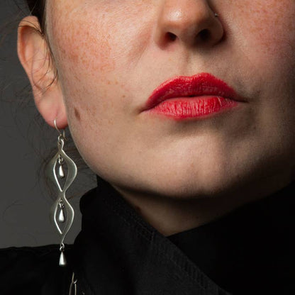 Silver Wavy Earrings with Teardrop Dangles | Jane Diaz