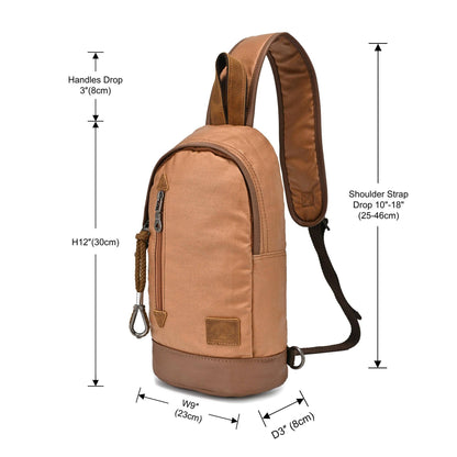 Coated Canvas Sling Bag in Army Green