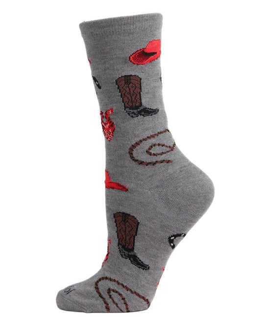 Gray Western Bamboo Crew Socks
