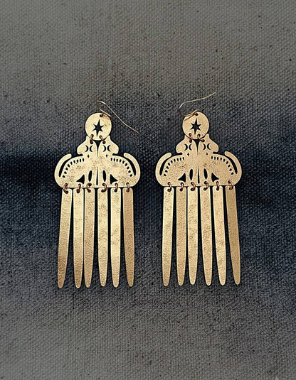 Brass Cat Dangle Earrings