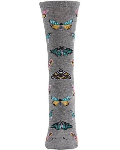 Gray Butterfly Bamboo Crew Socks