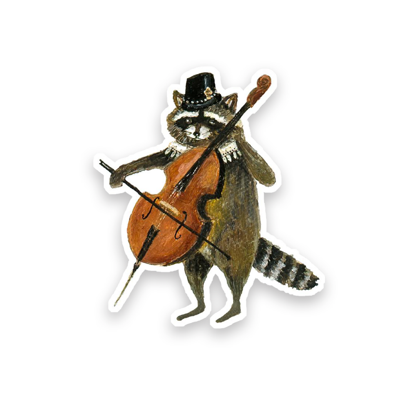 Raccoon Cellist Sticker