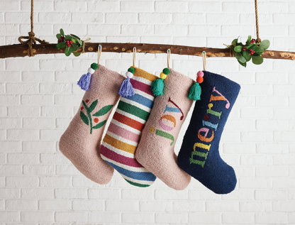 Rainbow Stocking With Pom Tassel