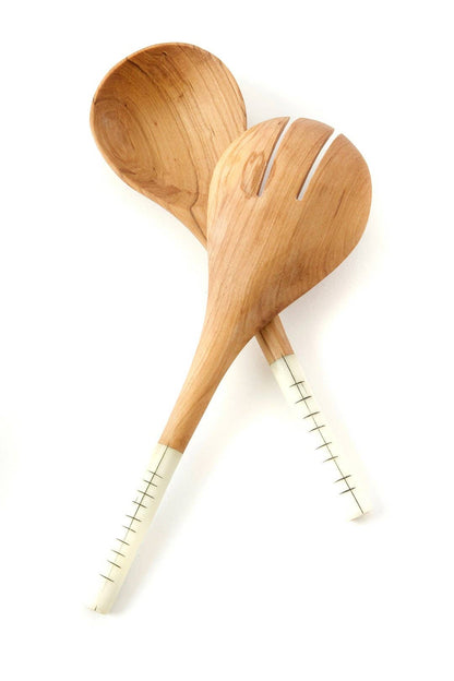 Wild Olive Wood Salad Servers