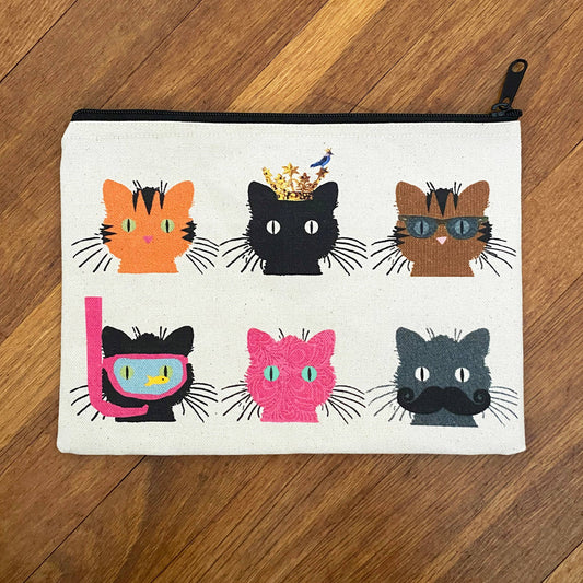 Kitty Cats Cotton Zipper Pouch