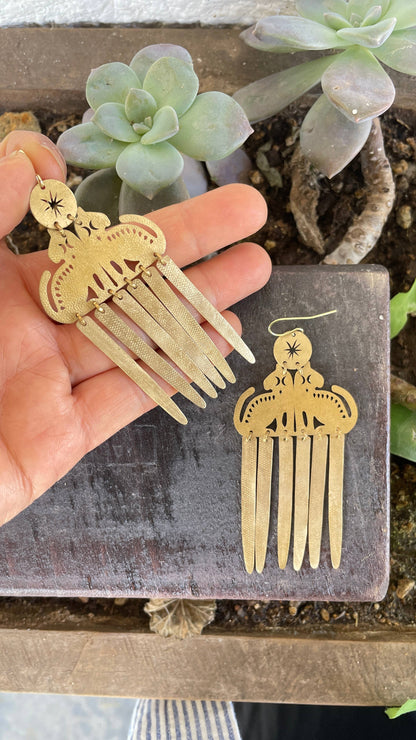 Brass Cat Dangle Earrings