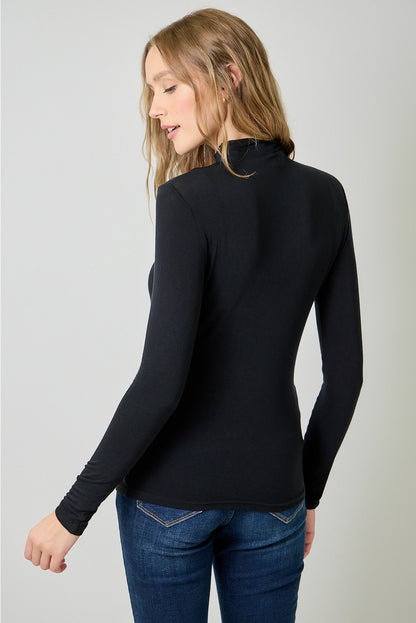 Essential Mock Neck Top in Black