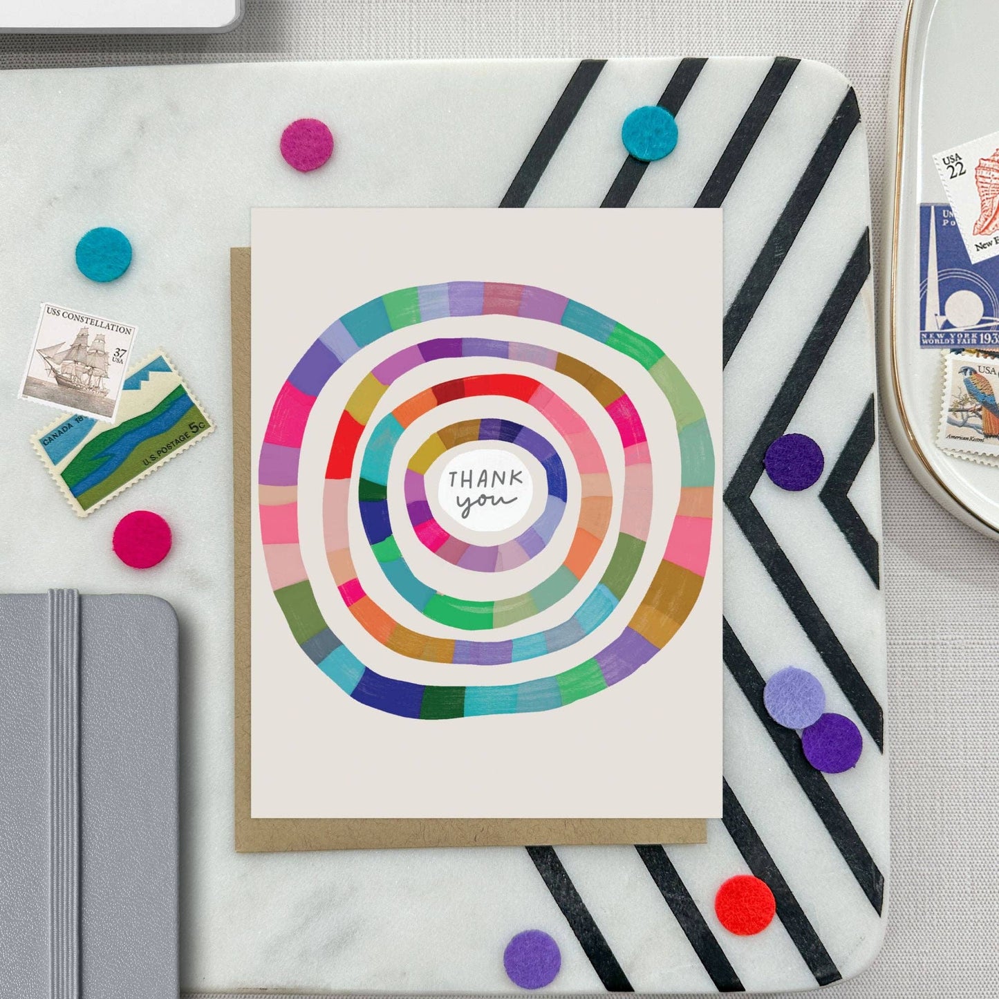 Colorful Rings Thank You Boxed Greeting Card Set