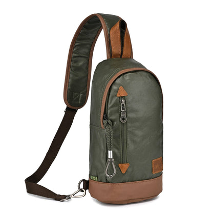 Coated Canvas Sling Bag in Army Green