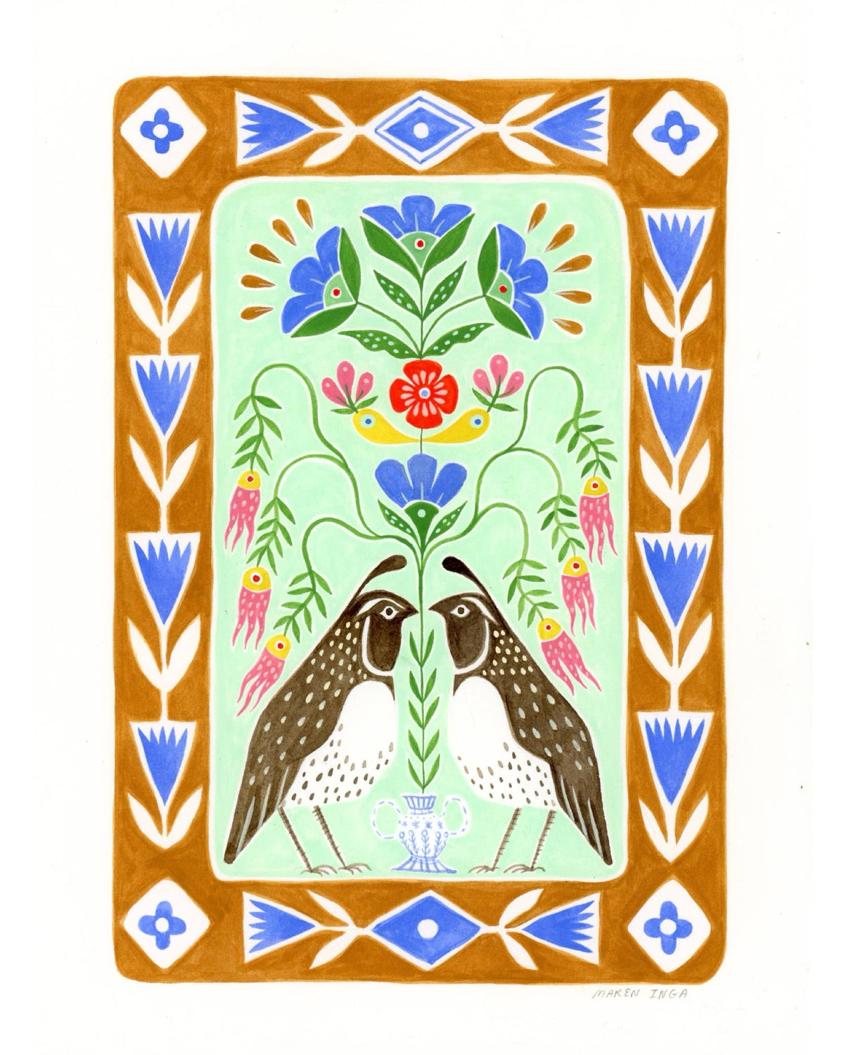 Two Quail Giclee Art Print | Maren Inga