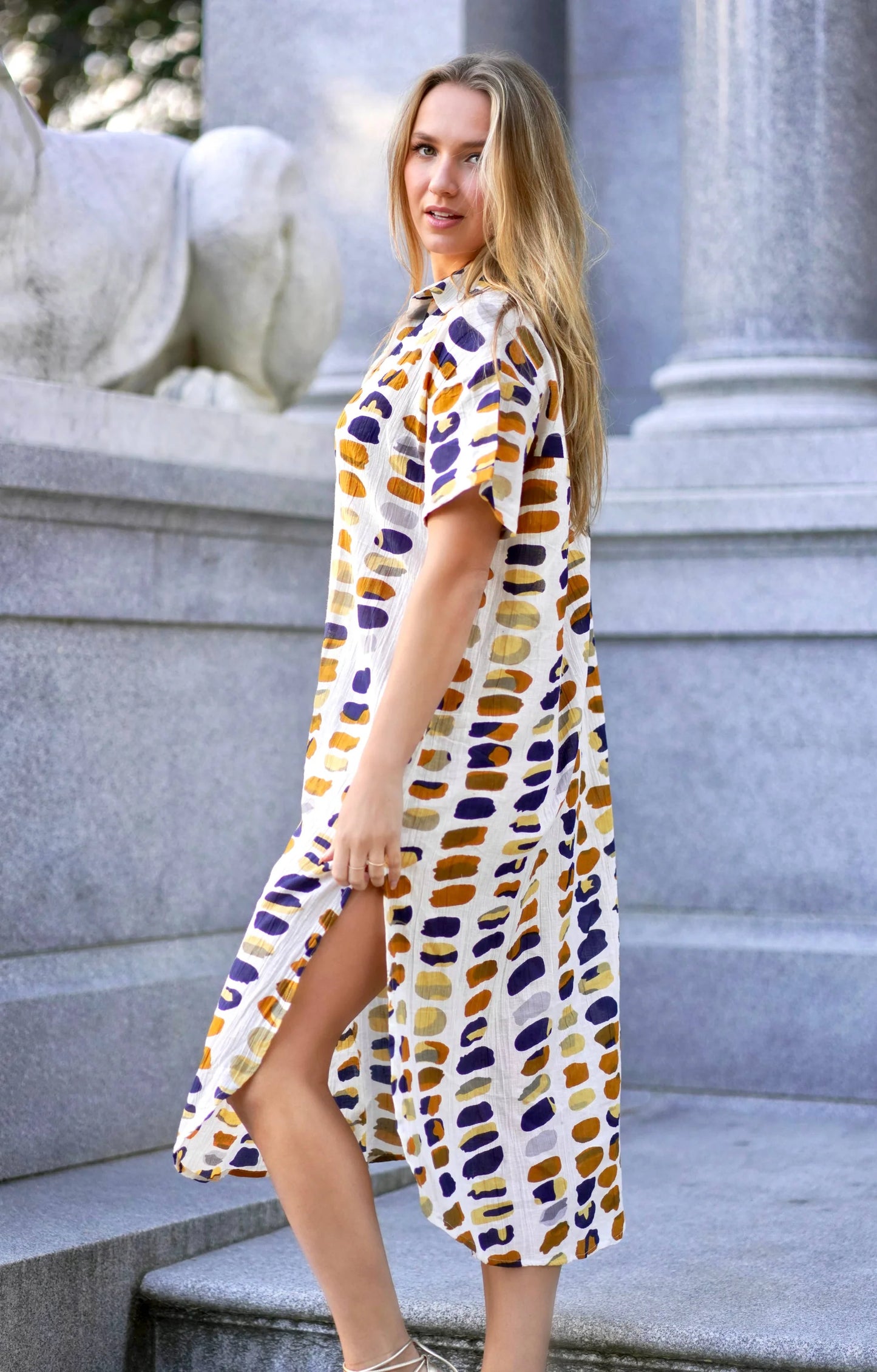 Zoe Dress in White Gold