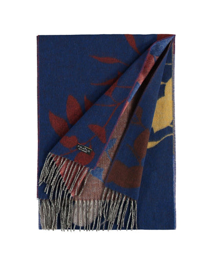 Falling Leaves Cozy Scarf in Royal Blue